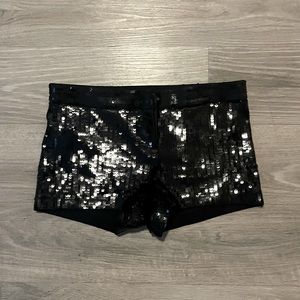Express Black Sequin Shorts